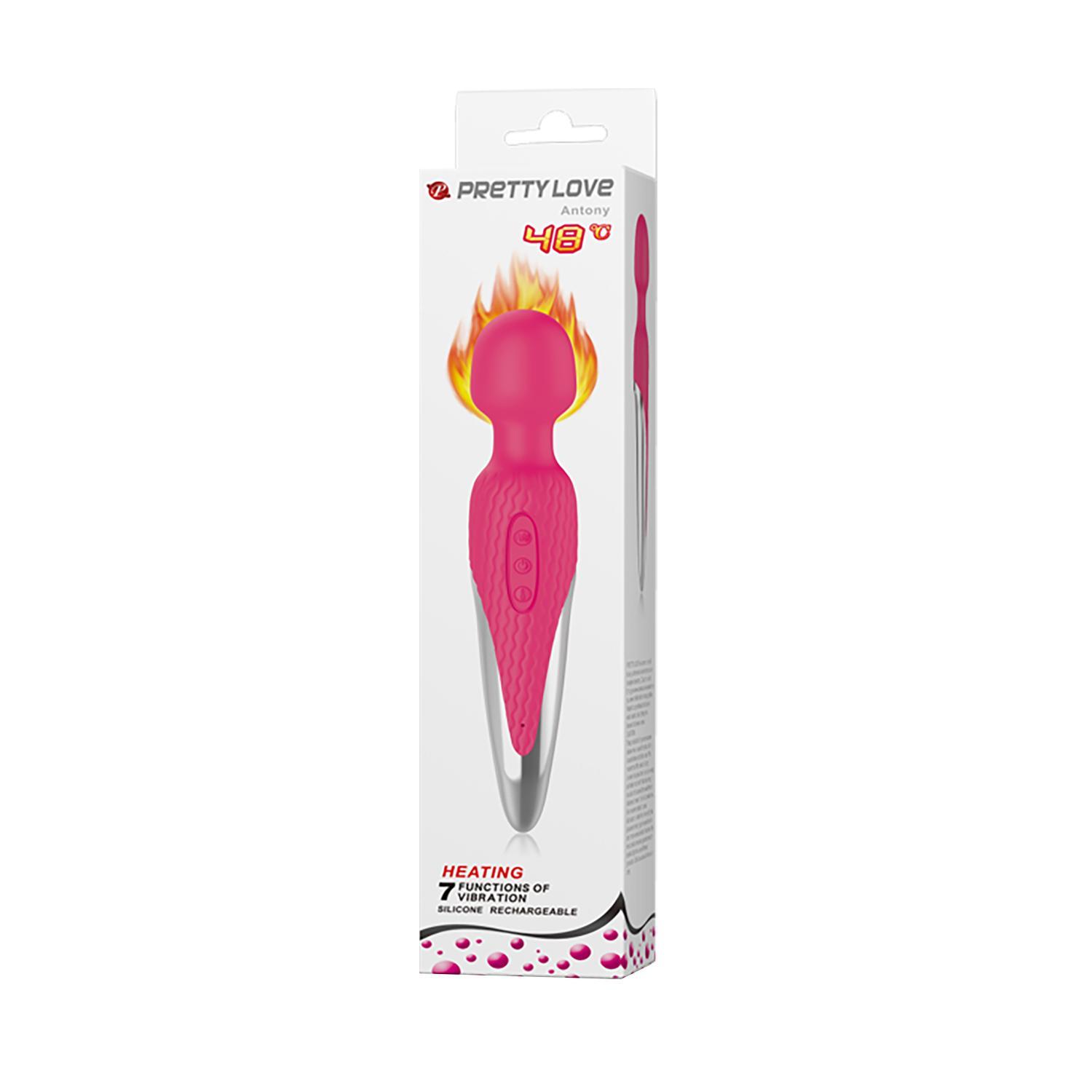 PRETTY LOVE - Antony, Heating up to 48 ?, Super powerful body wand massager, 7 functions of vibration, 5 levels of speed adjustment,  silicone, rechargeable ?:260mm   L:48mm