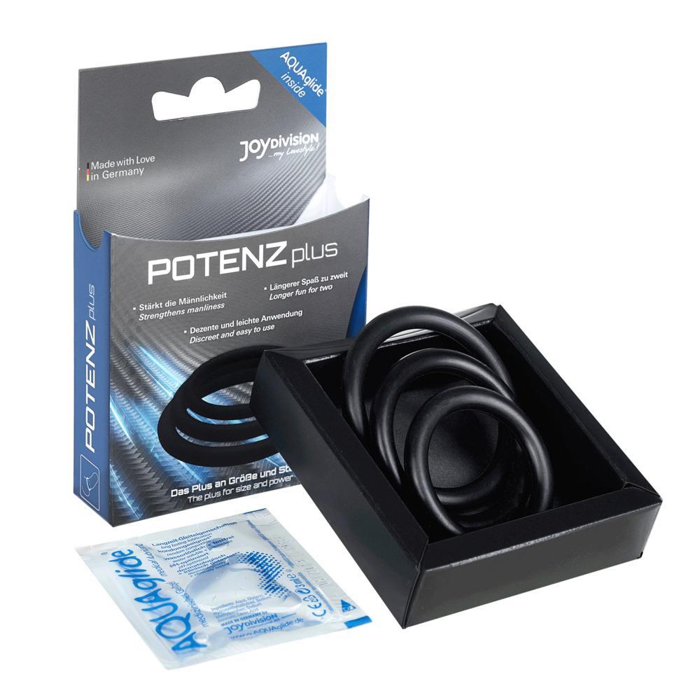 POTENZplus Cock & Ball Potency Ring, 3 pcs (S, M, L), Black POTENZplus Cock & Ball Potency Ring, 3 pcs (S, M, L), Black