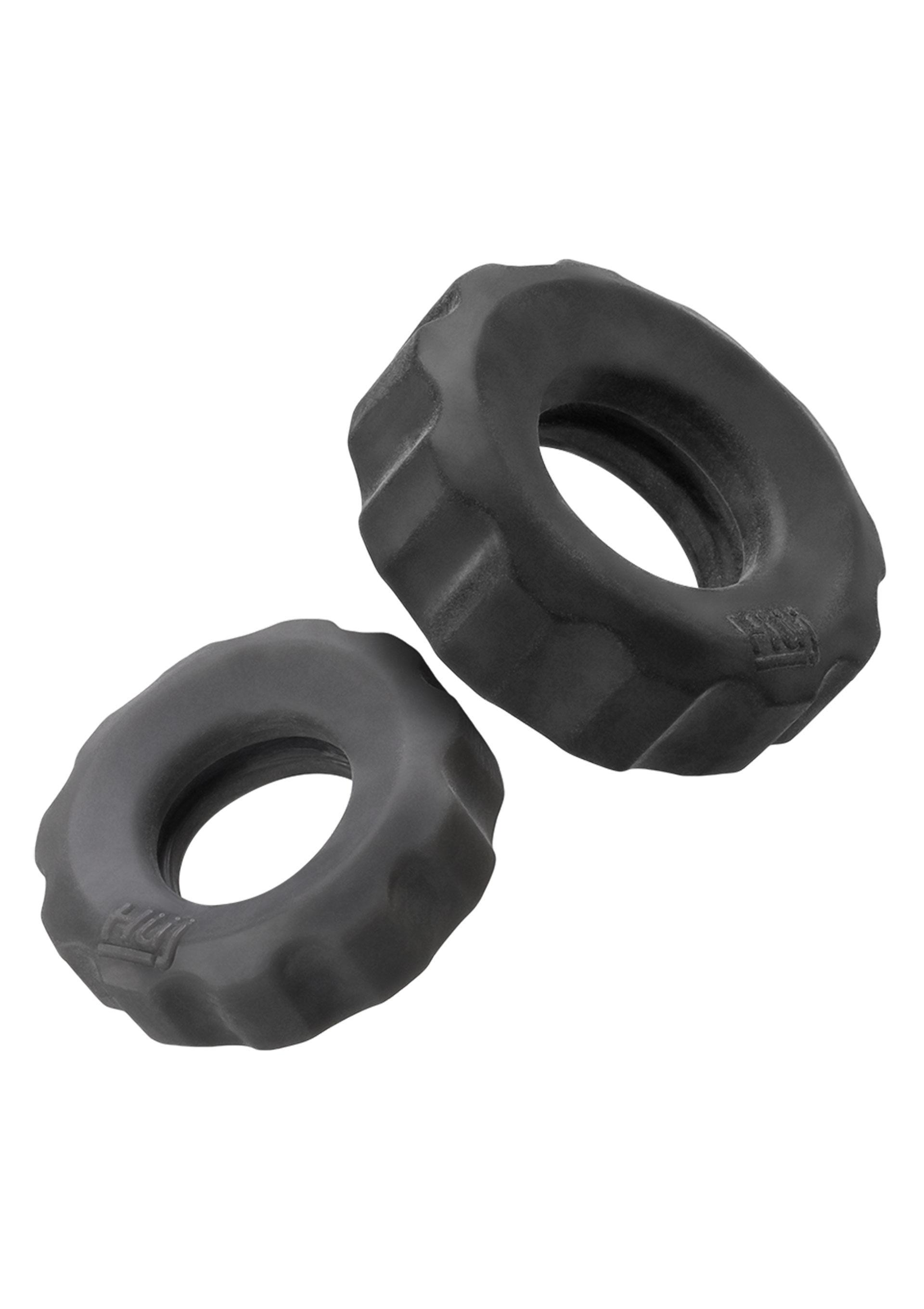 Hnky Junk Cog 2-Size Cockrings, Grey/Black
