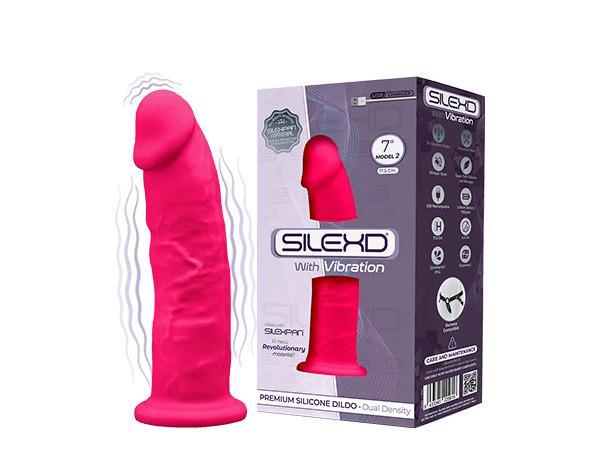 SILEXD Premium Silicone Dildo Model Vibration 17,5 cm, Pink