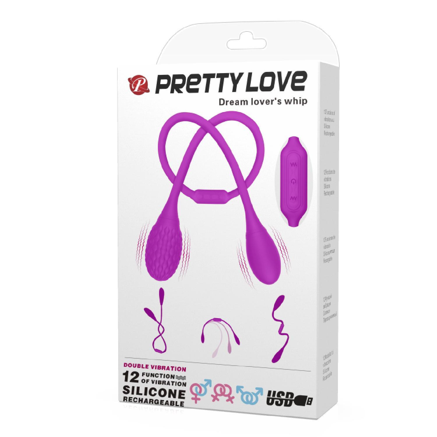PRETTY LOVE - Dream Lover'S Whip, Double ended vibrator, indepentely buttons control, rechargeable, silicone material, waterproof ?:35mm   ?:32mm L:655mm