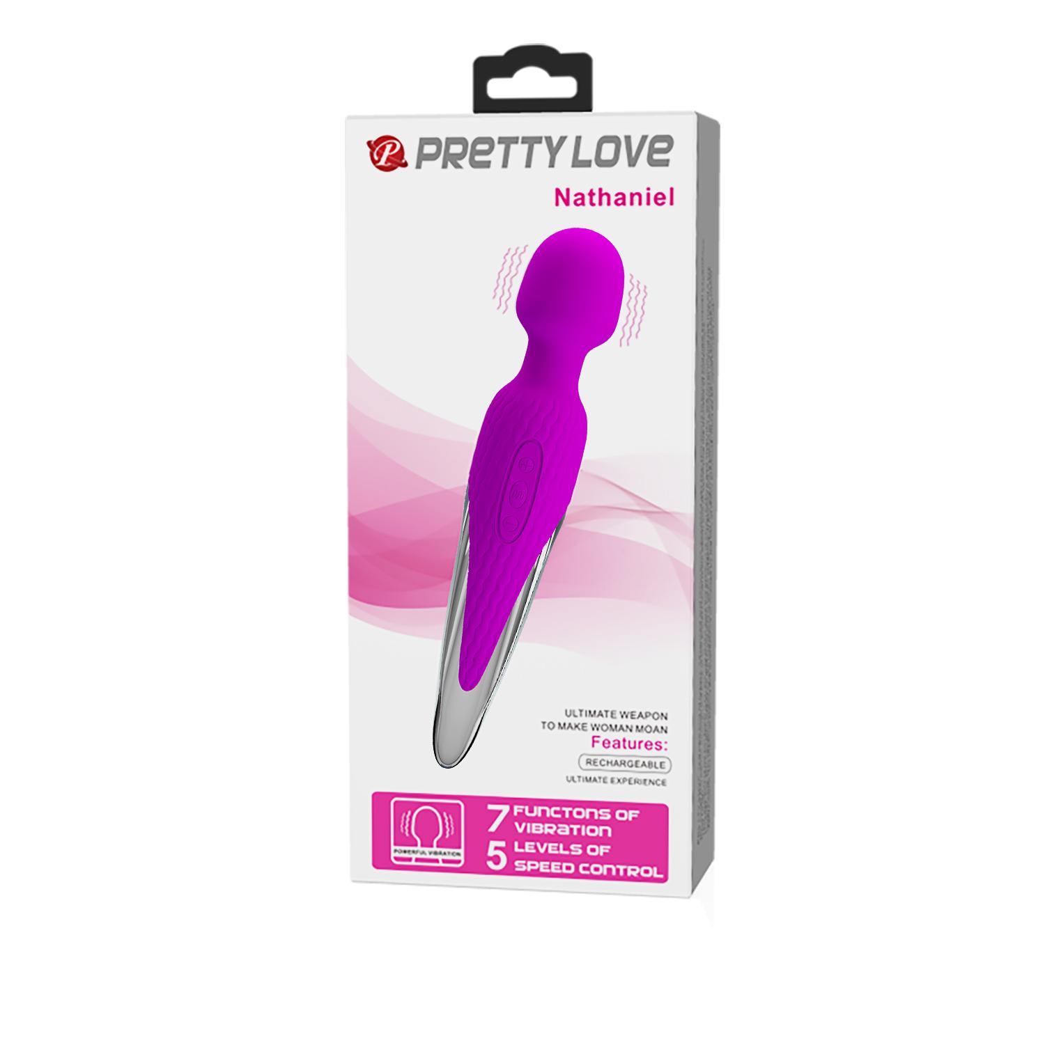 PRETTY LOVE - Nathanial, Super powerful body wand massager, 7 functions of vibration, 5 levels of speed adjustment,  silicone, rechargeable ?:260mm   L:48mm