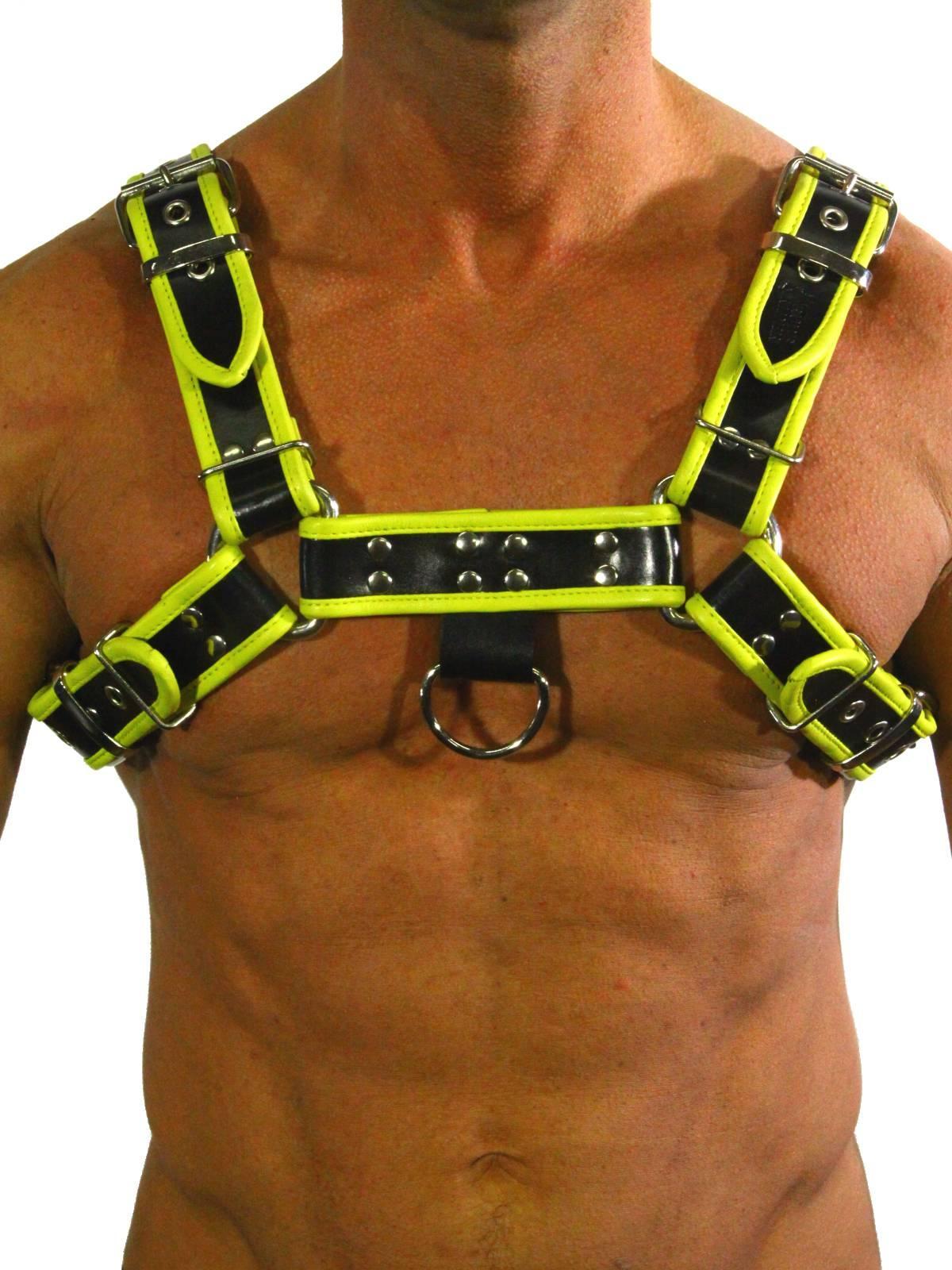 Rude Rider Regular Shoulder Harness Leather Black/Yellow, XL size