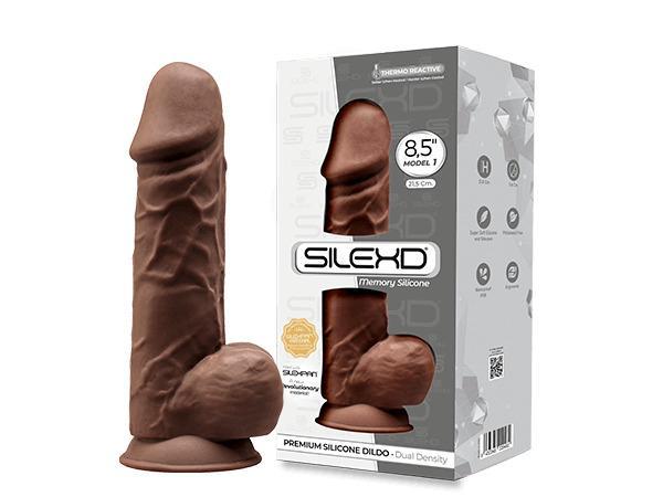 SILEXD Premium Silicone Dildo Model, 21,5 cm, Brown