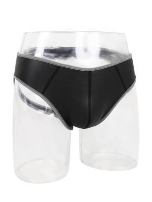 Rude Rider Neoprene Brief Open Back Bottoms Black/Grey, L size