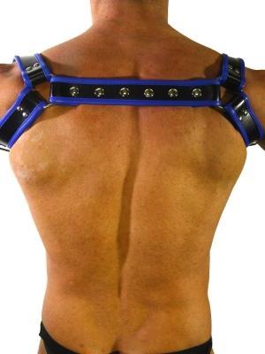 Rude Rider Shoulder Backstrap Harness Leather Black/Blue, L size
