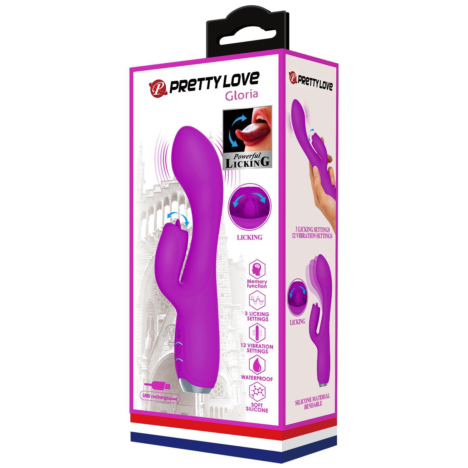 PRETTY LOVE - Gloria, 12 functions of vibration3 functions of lickeringsiliconeUSB rechargeable 36-199