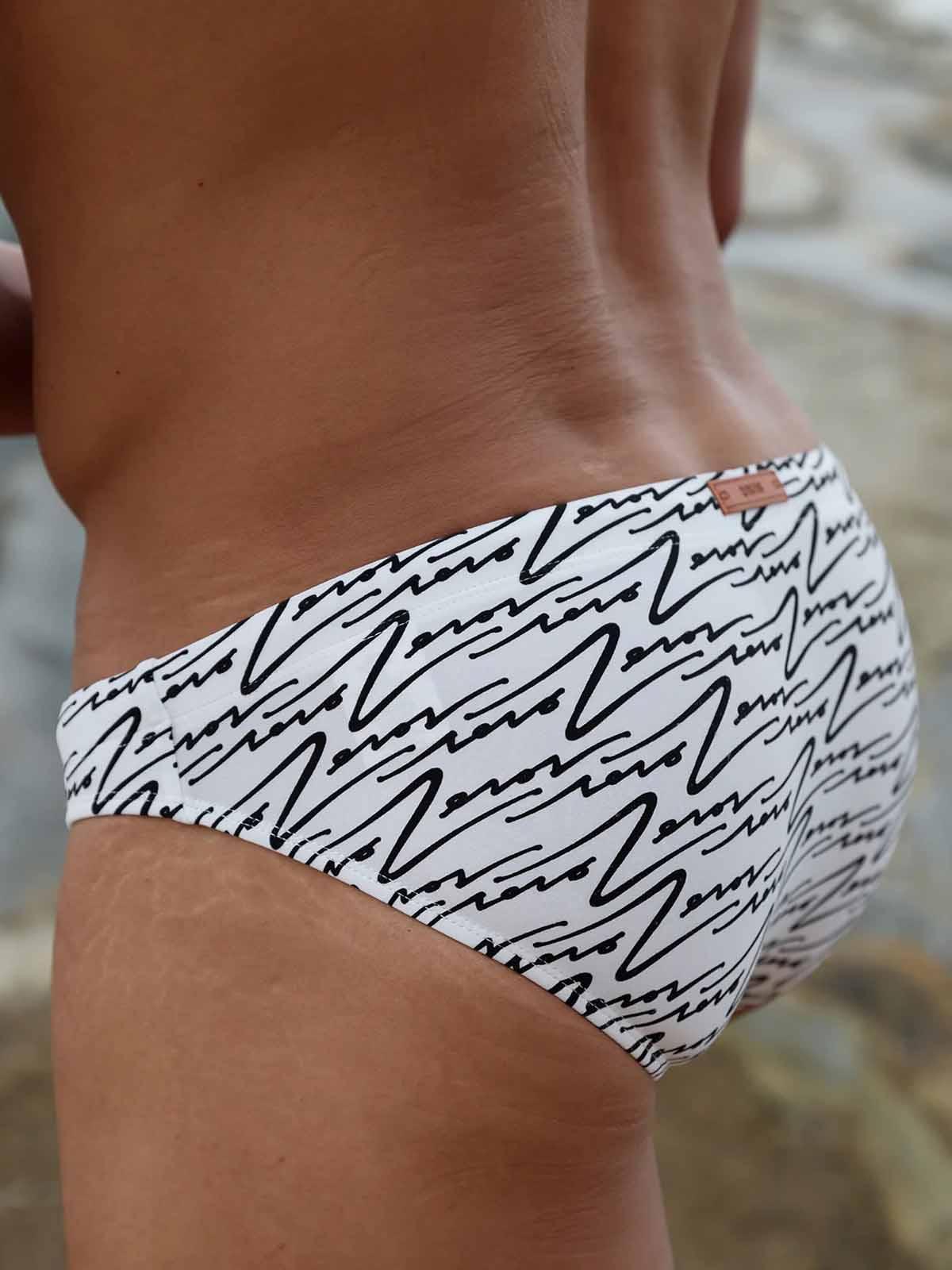 2Eros V20 Signature Print Swim Brief B&W - Size: S