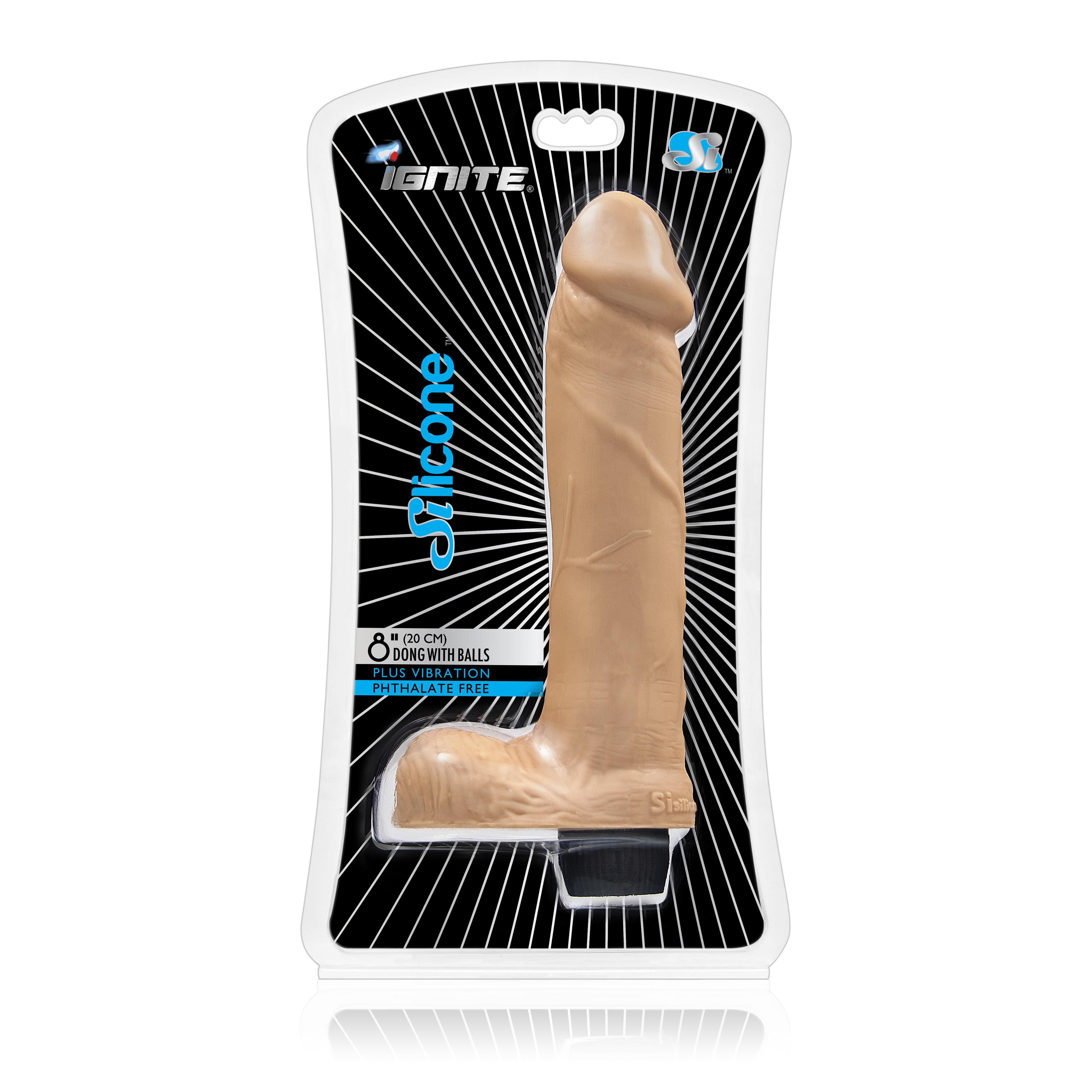 SI IGNITE Vibrating Dong with Balls, 20 cm, Flesh