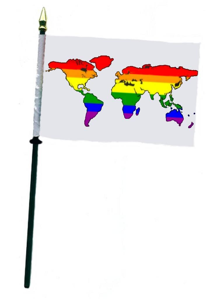 Rainbow World White Hand Flag