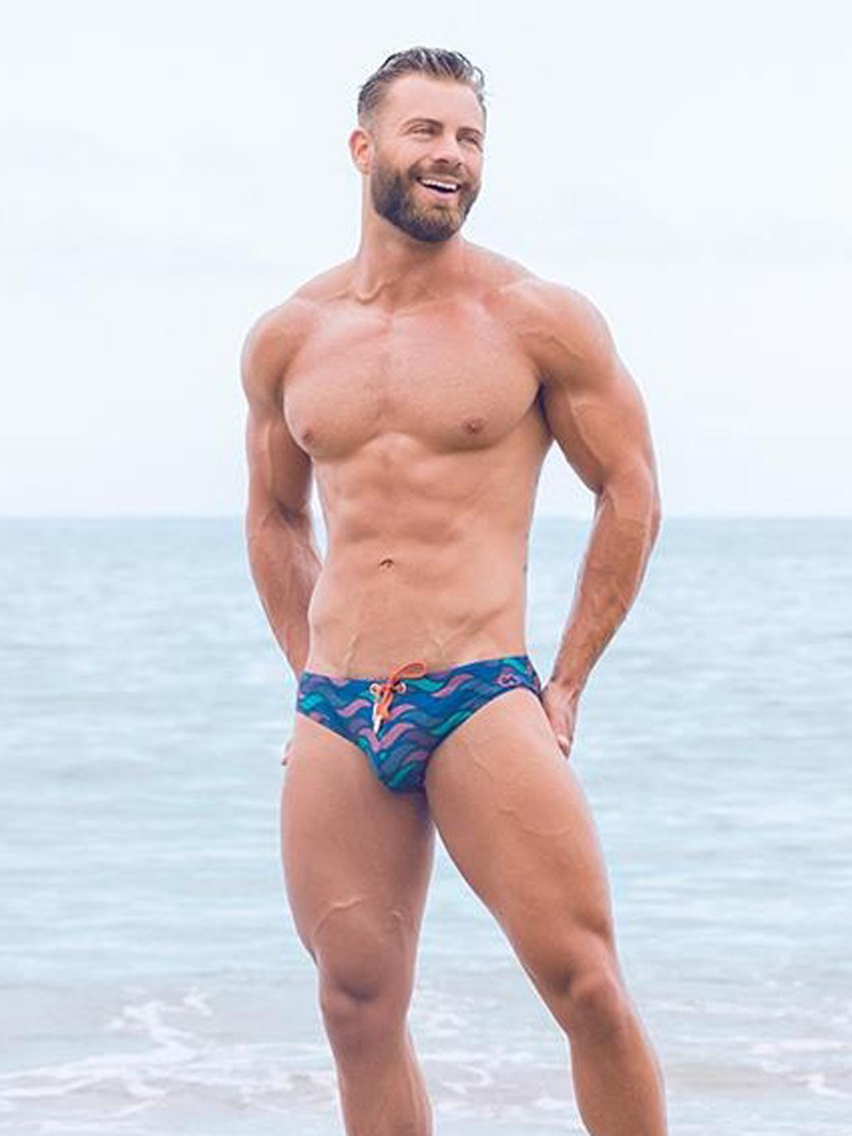 2Eros Print Swim Briefs V10 Ocean Blue - Size: L
