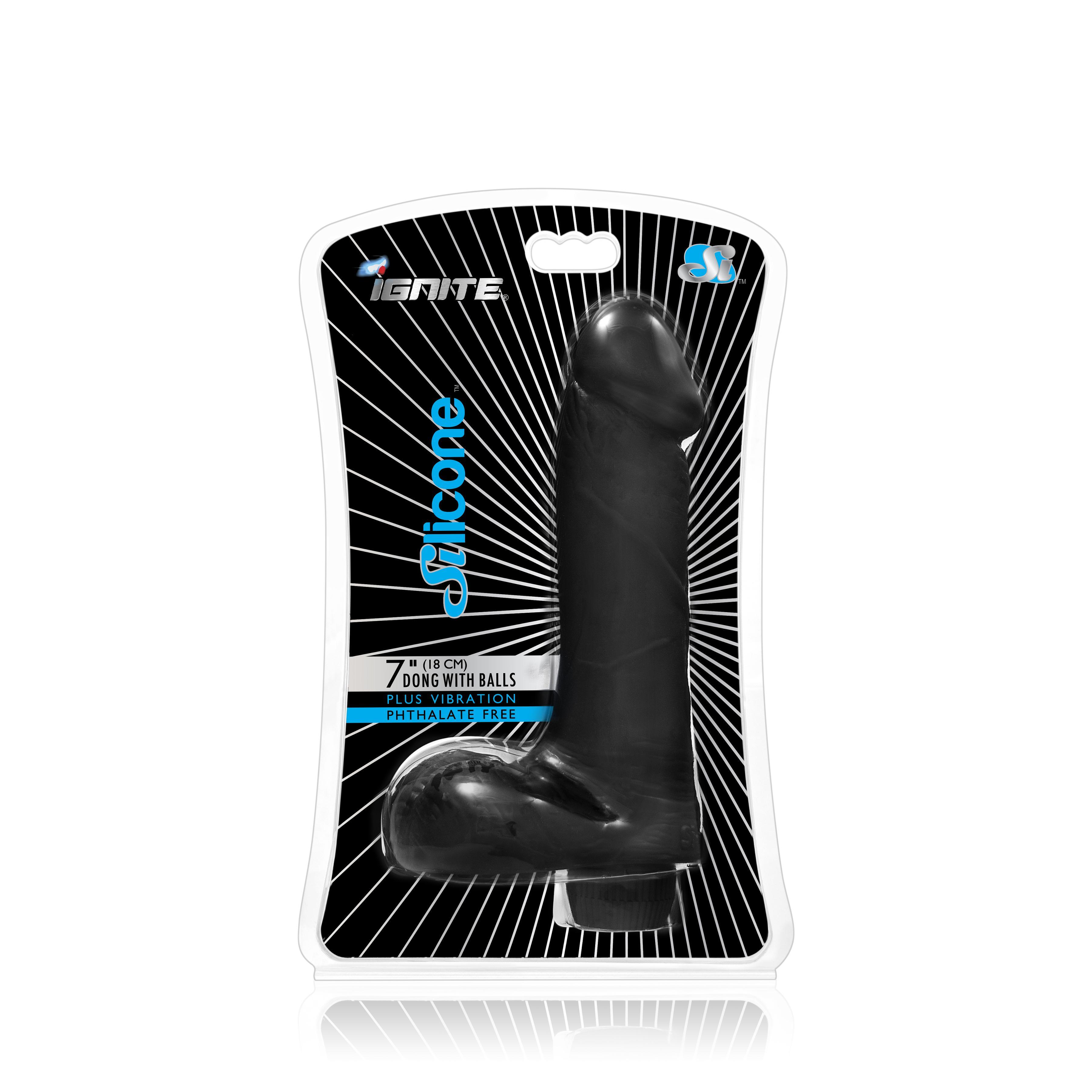 SI IGNITE Vibrating Dong with Balls, 18 cm, Black