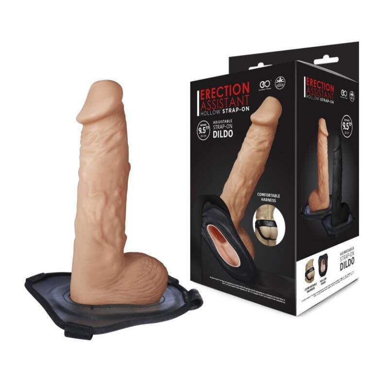 Erection Assistant Hollow Strap-On Dildo, 24cm, Flesh