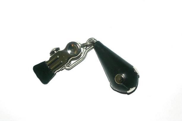 Nipple Clamp with Weight, Metal &amp, Leather, 200 g (7,05 oz)