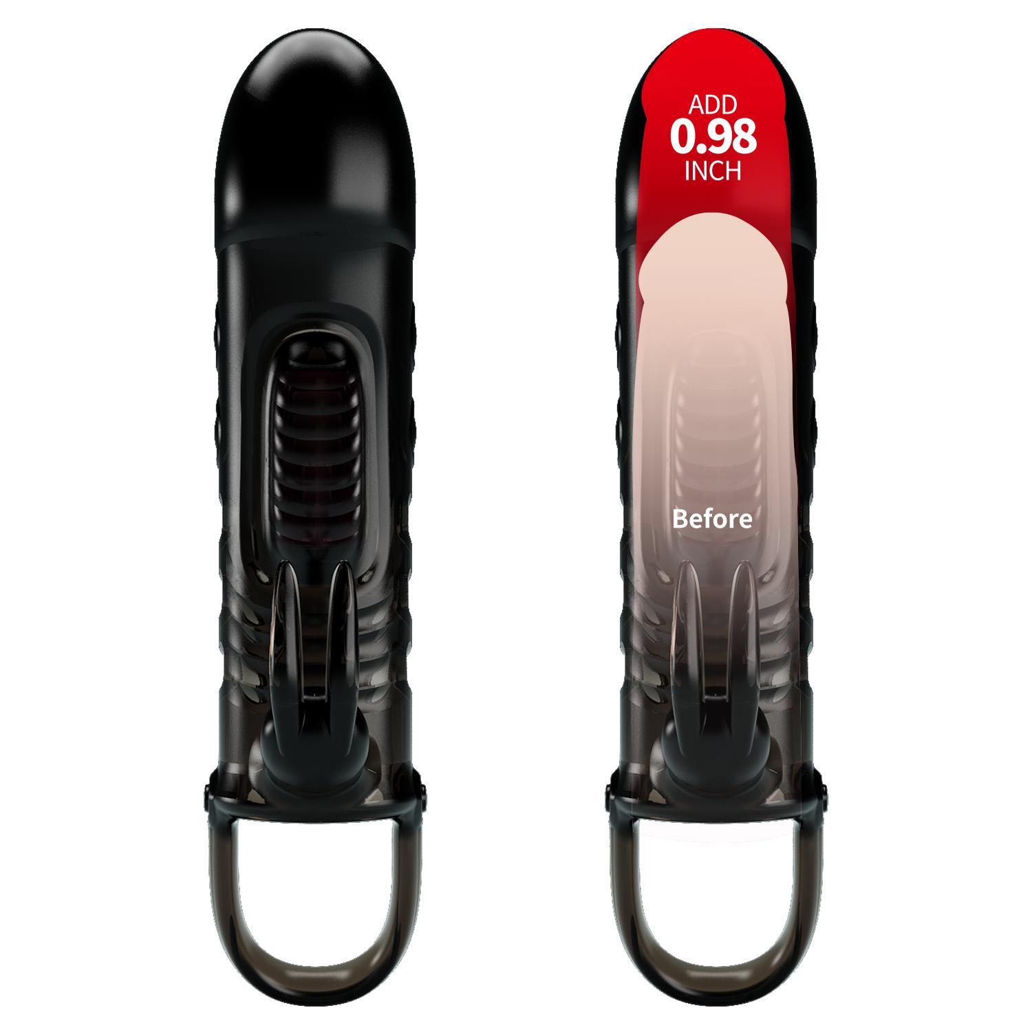 PRETTY LOVE - Sloane, penis sleeve with vibration, Black, 38*187 PRETTY LOVE - Sloane, penis sleeve with vibration, Black, 38*187