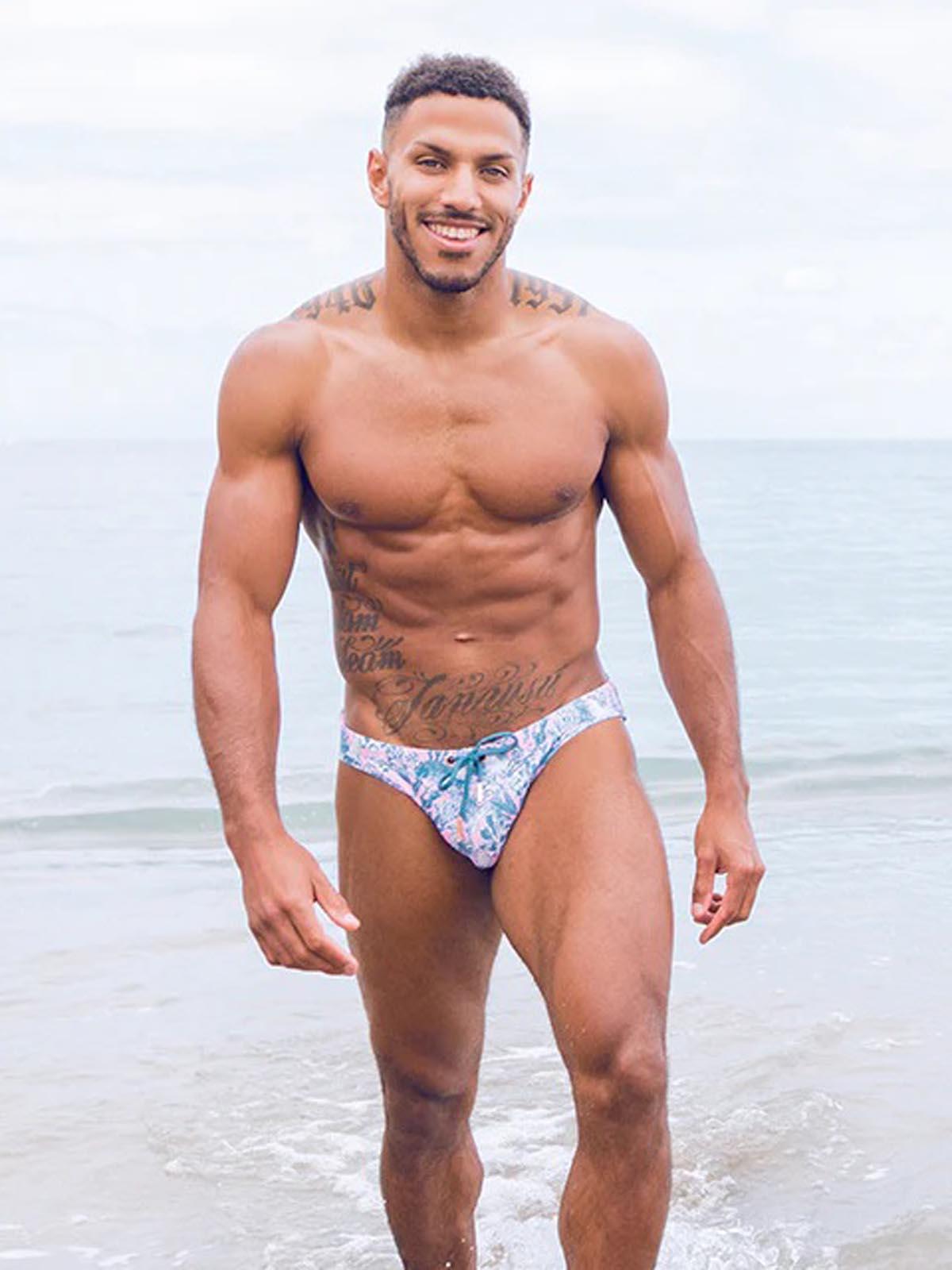 2Eros Print Swim Briefs V20 Swimwear Coral Teal - Size: L