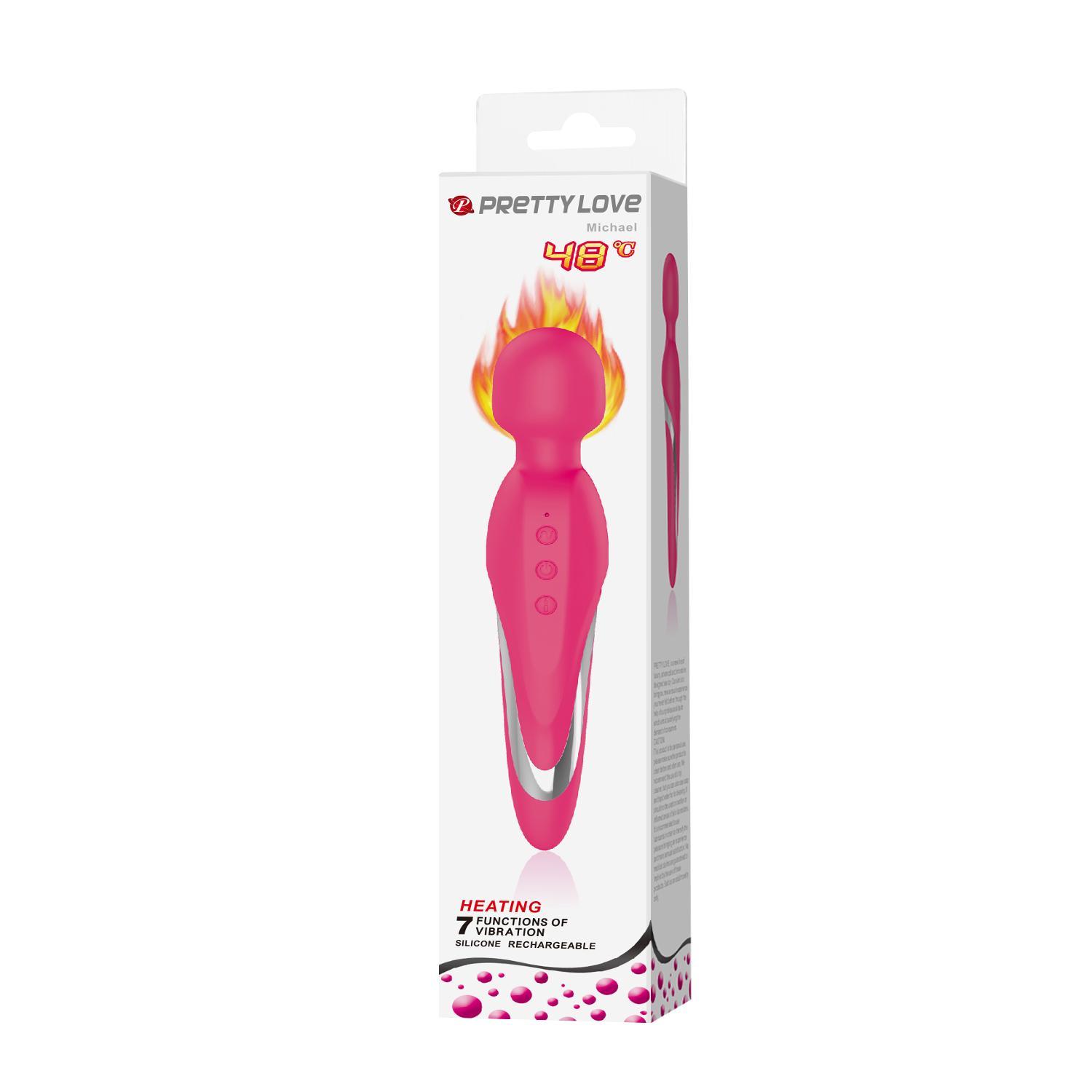 PRETTY LOVE - Michael, Heating up to 48 ?, Super powerful body wand massager, 7 functions of vibration, 5 levels of speed adjustment,  silicone, rechargeable ?:210mm   L:45mm