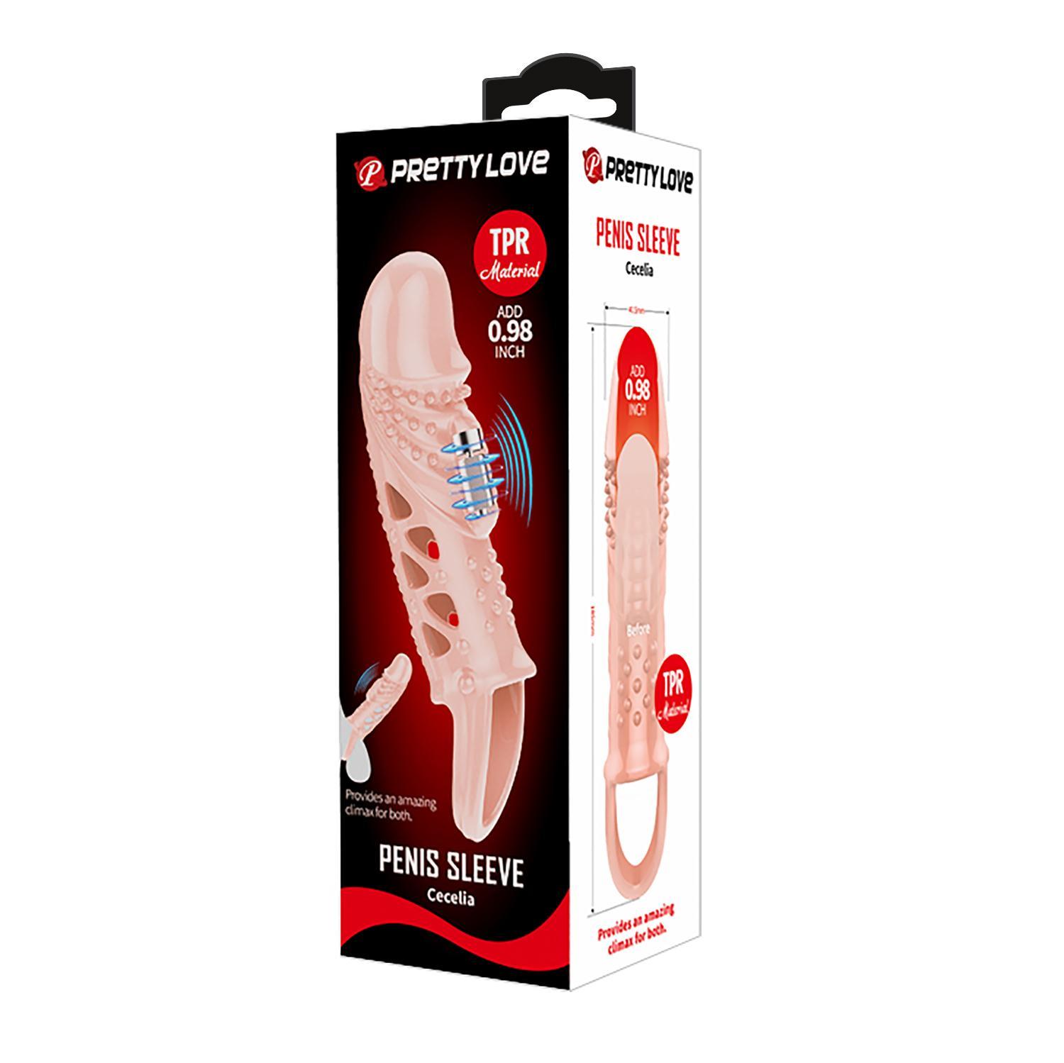 PRETTY LOVE - Cecelia, TPR material, penis sleeve, vibration, 3LR936 battery. 40.5*185 PRETTY LOVE - Cecelia, TPR material, penis sleeve, vibration, 3LR936 battery. 40.5*185