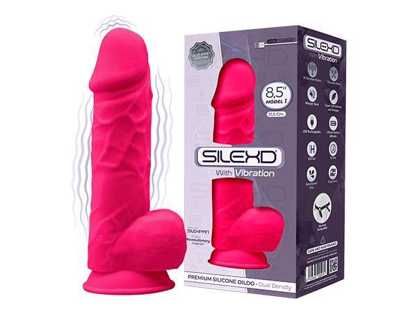 SILEXD Premium Silicone Dildo Model 1 Vibration 21,5 cm, Pink