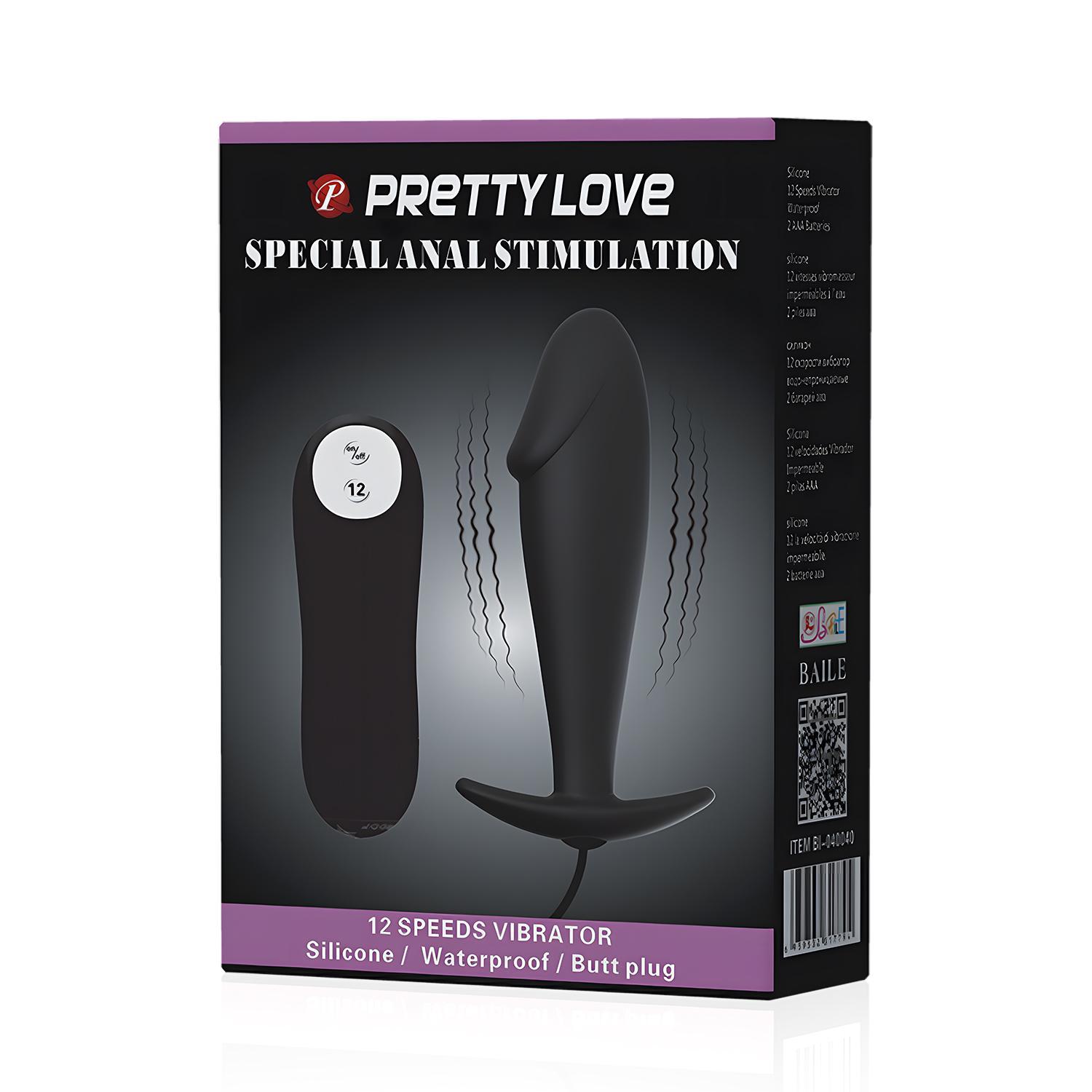 PRETTY LOVE - Special Anal Stimulation, Butt plug, 12 functions of vibration, 2 AAA batteries ?:30mm   L:100mm