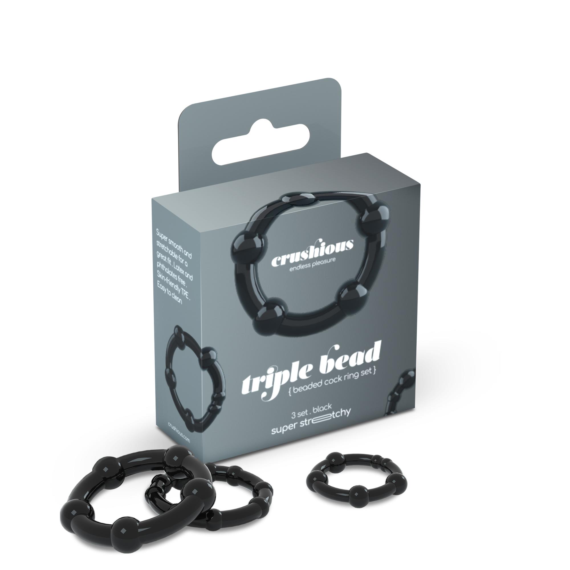 Triple Bead Cockring Set Black Crushious