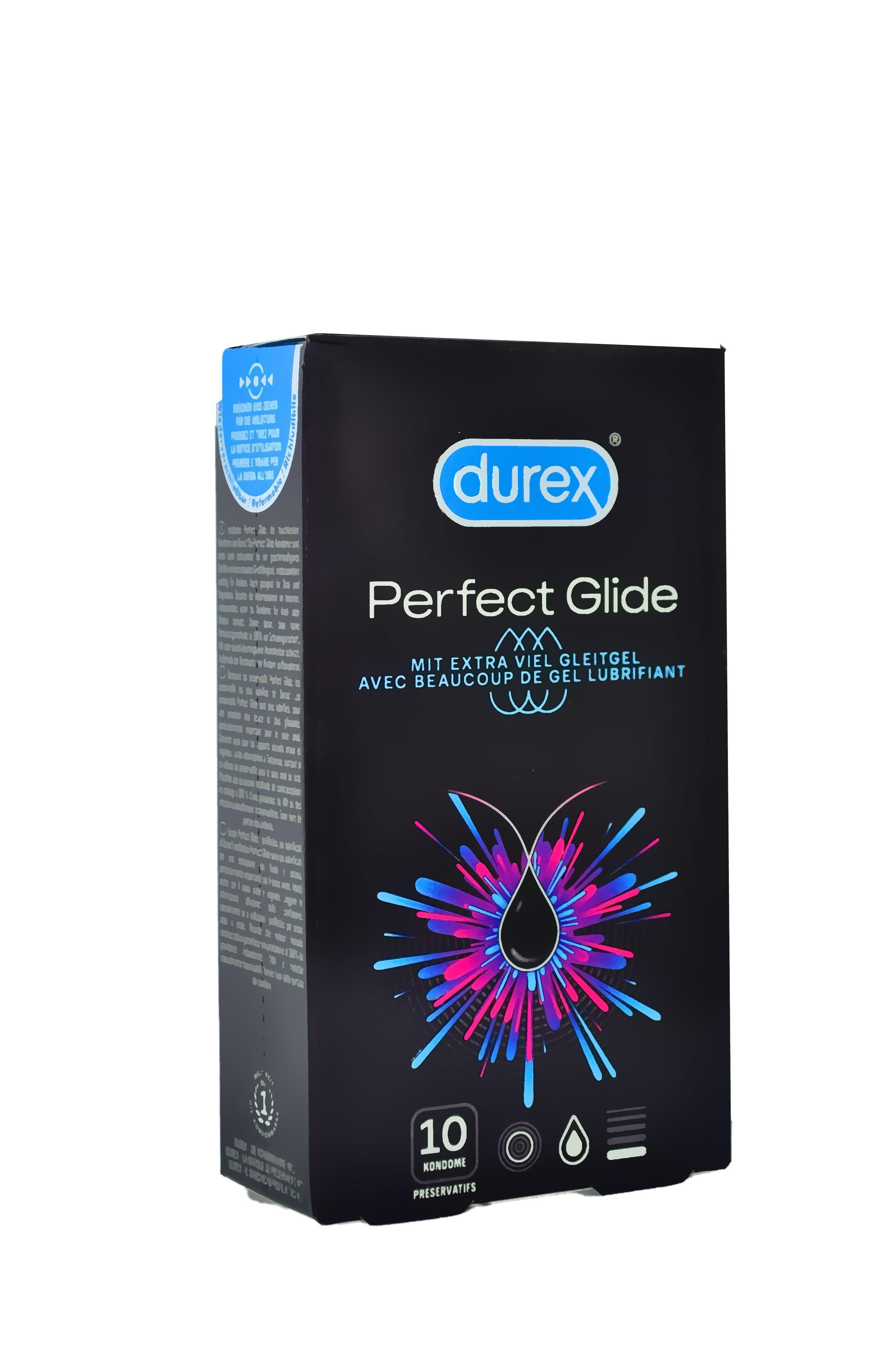 Durex Perfect Glide 10pcs, Condoms, with Reservoir, Extra Moist, Ø 56mm, 200mm