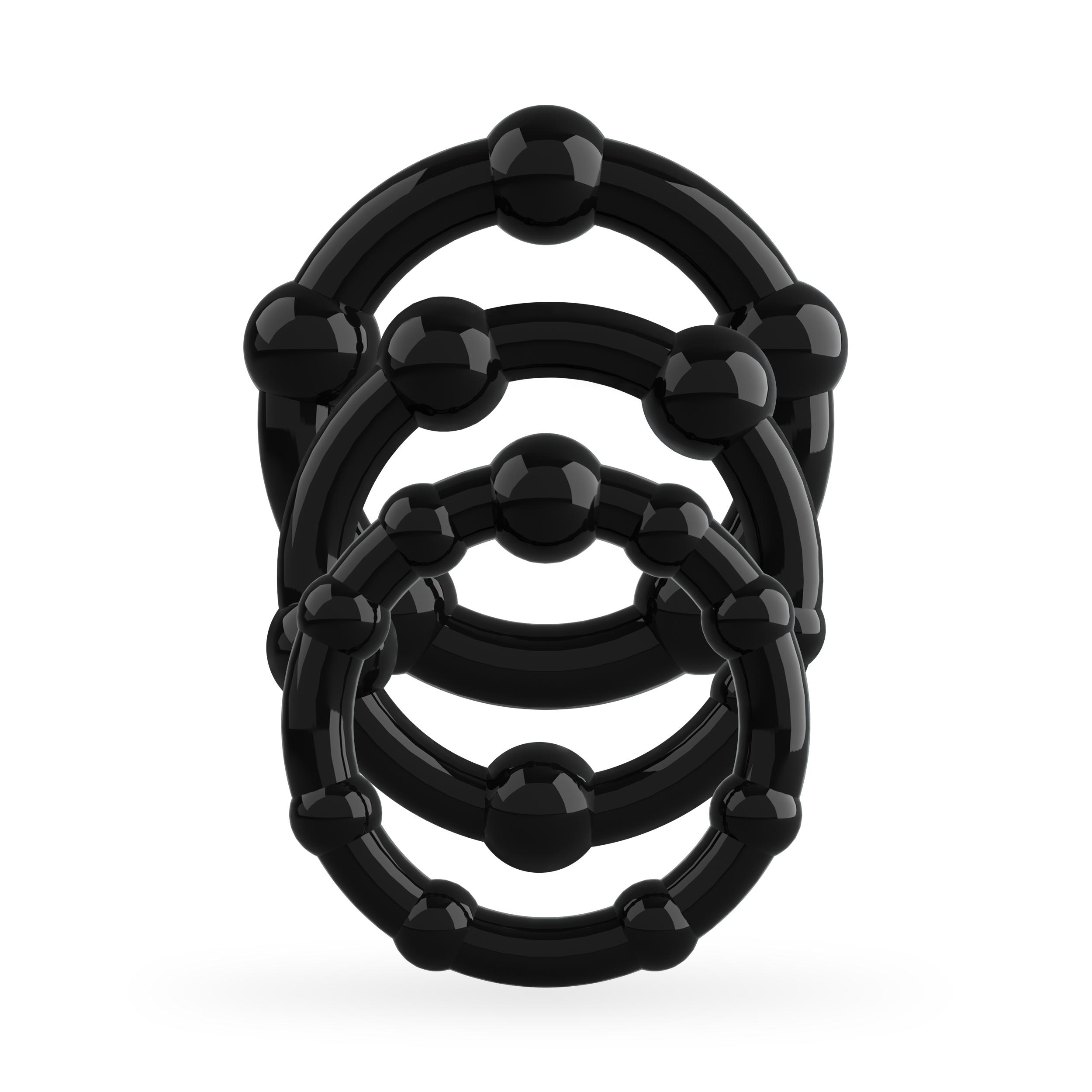 Triple Bead Cockring Set Black Crushious