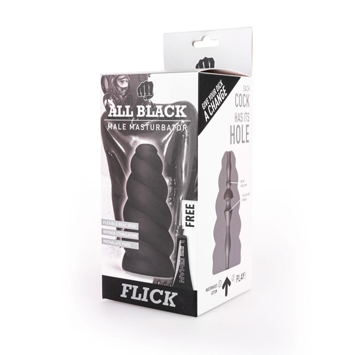 All Black Flick Masturbator, 17 cm
