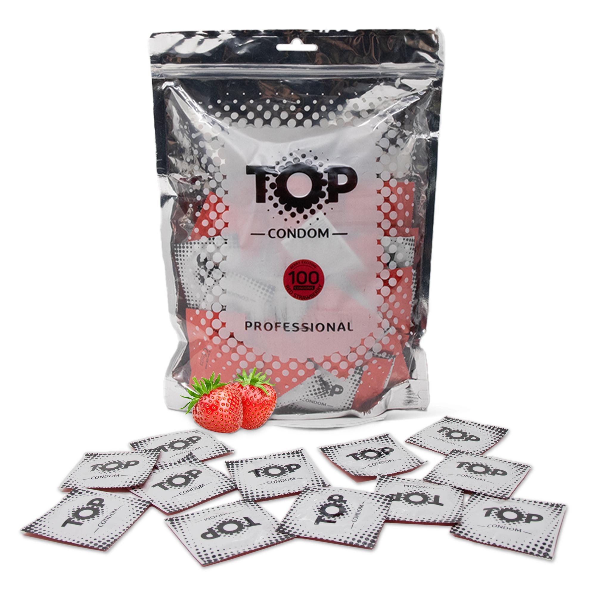 TOP Condoms Red: Berry Exciting - Strawberry Play, Packs of 100