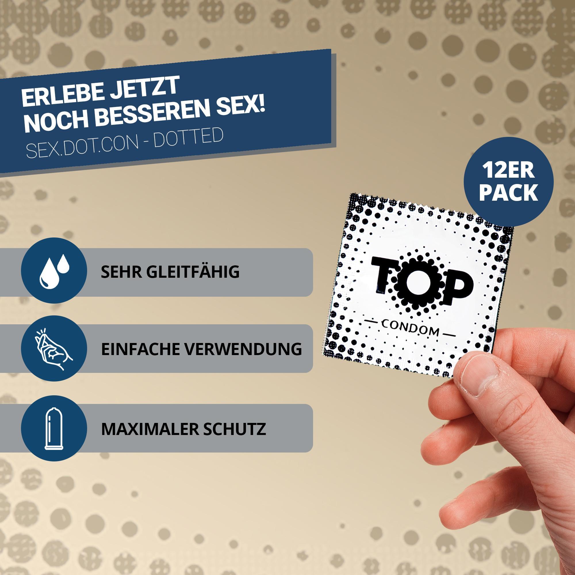 TOP Condoms Super Dot: DotCom - Where pleasure connects, Packs of 12
