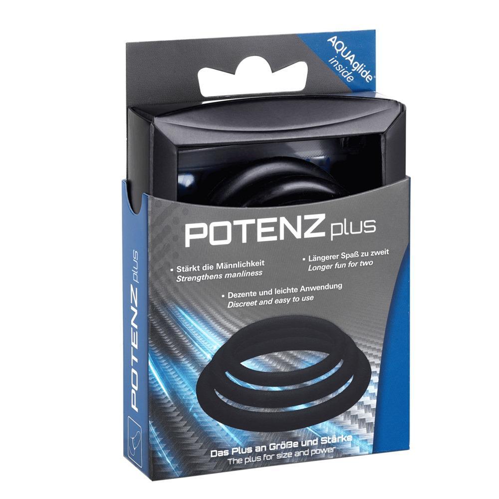 POTENZplus Cock & Ball Potency Ring, 3 pcs (S, M, L), Black POTENZplus Cock & Ball Potency Ring, 3 pcs (S, M, L), Black