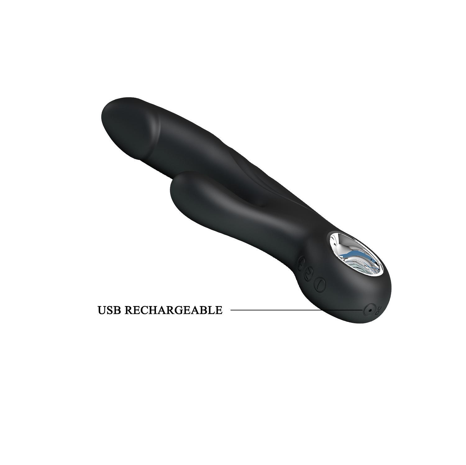 PRETTY LOVE - Selene Rabbit VIbrator, 7 functions of vibration, 5 level of speed control, rechargeable L:190mmW:63mmH:33mm, Black