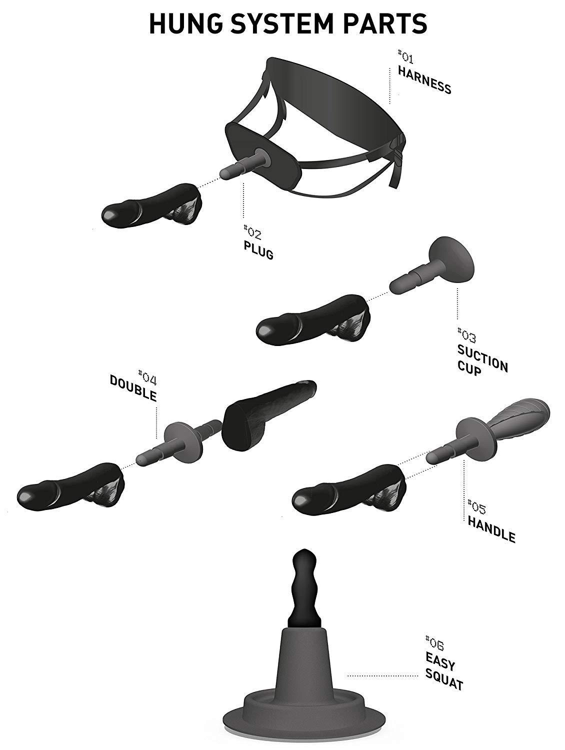 Hung System Butt Plug Hello, 23 cm, Black