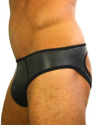 Rude Rider Neoprene Brief Open Back Bottoms Black, XL size