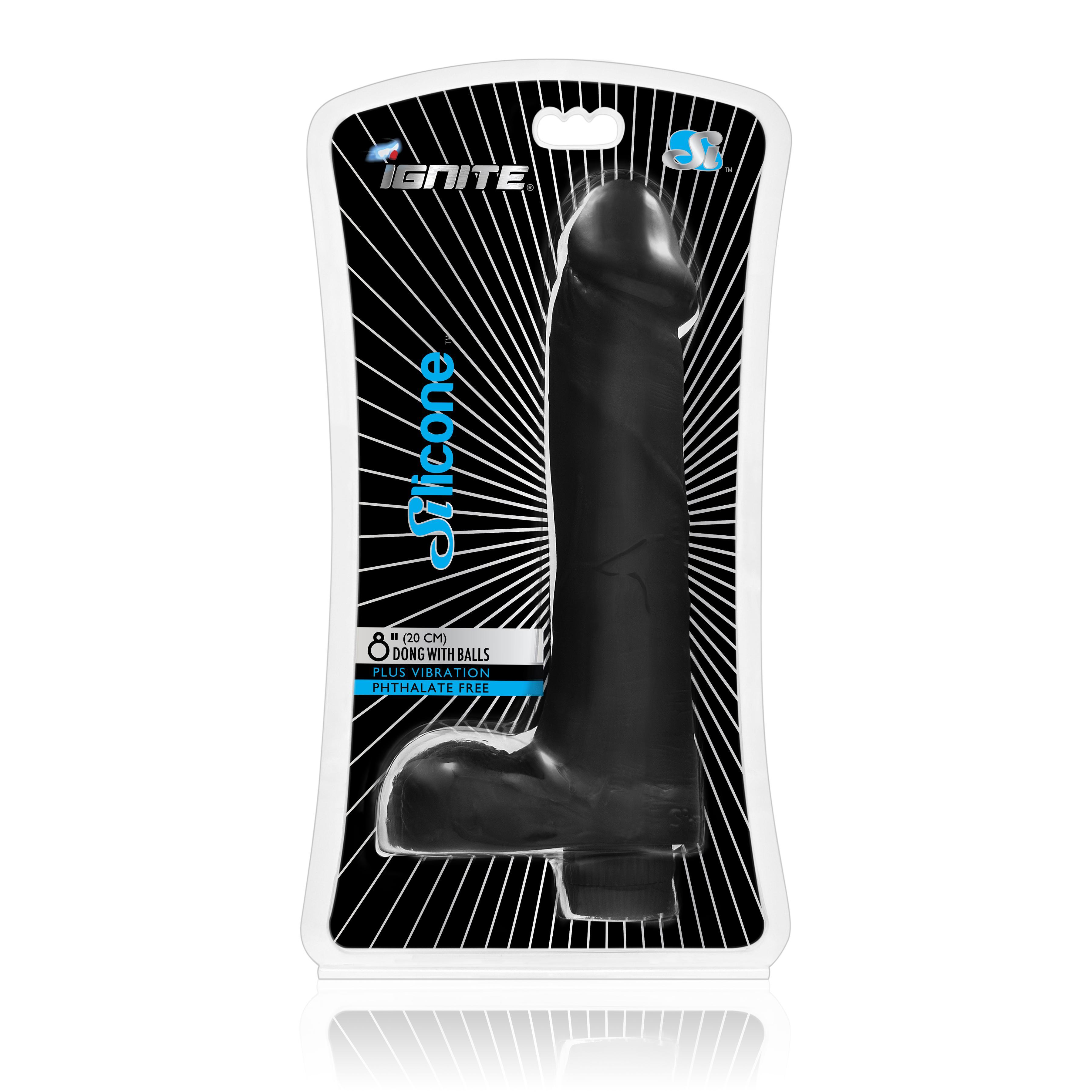 SI IGNITE Vibrating Dong with Balls, 20 cm, Black
