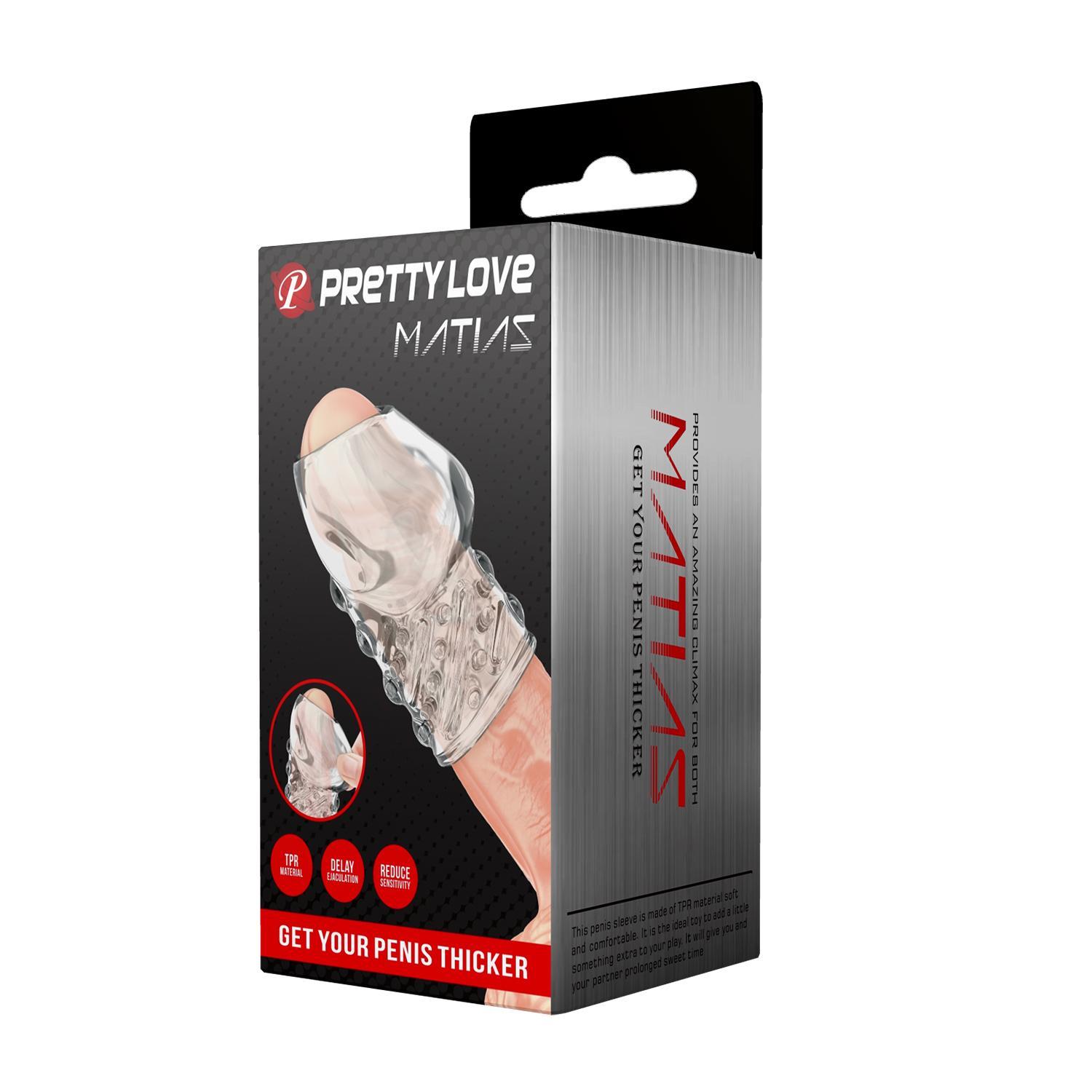 PRETTY LOVE - Matias, TPR material, Penis sleeve. 36-65. Transparent
