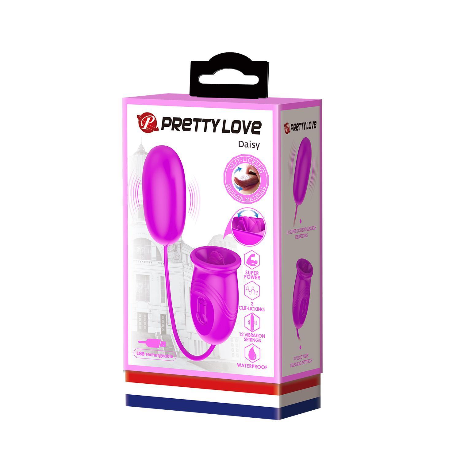 PRETTY LOVE - Daisy, 12 functions of vibration3 functions of lickeringmemorywaterproofsiliconeUSB rechargeable 35-65 33-73