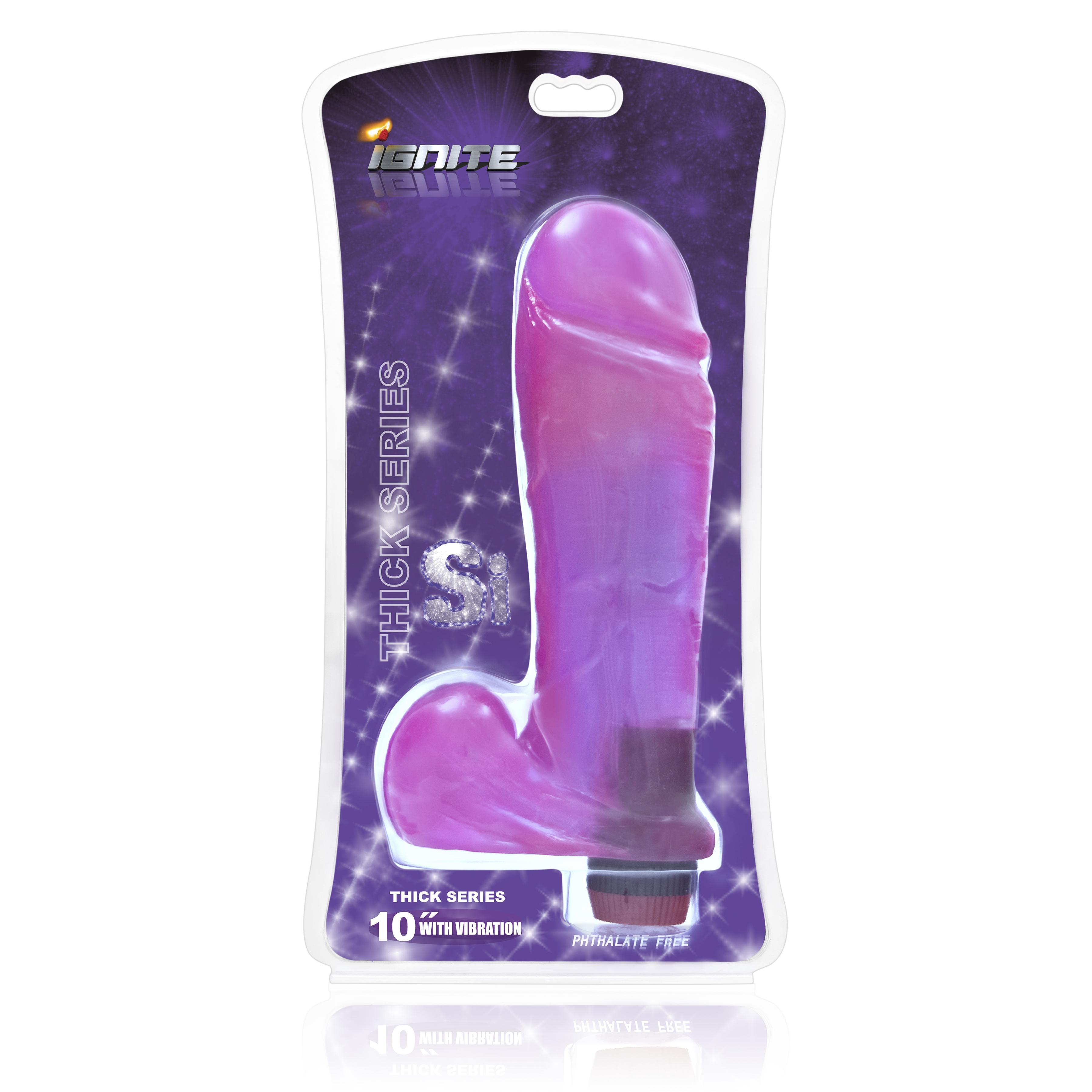 SI IGNITE Thick Cock with Balls and Vibration, 25 cm, Purple