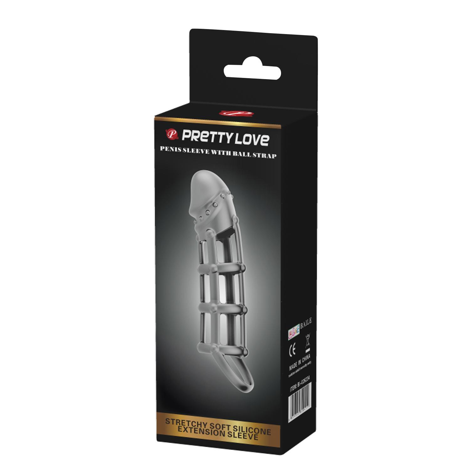 PRETTY LOVE - Penis Sleeve With Ball Strap,  silicone penis sleeve L:170mm  W:40mm  H:32mm PRETTY LOVE - Penis Sleeve With Ball Strap,  silicone penis sleeve L:170mm  W:40mm  H:32mm