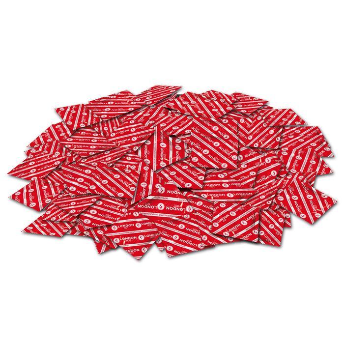London Red Condoms, 1000 pcs, Strawberry, Ø 56mm, 205mm
