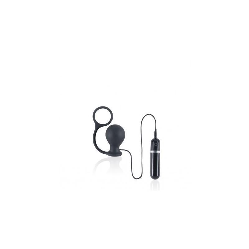 Thriller Ass Plug 3 with Vibration, 8 cm, Black