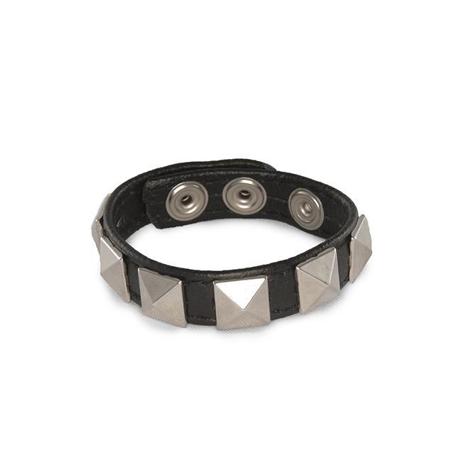 SI IGNITE Pyramid Studded 3 Snap Cockring, Leather, ¯ 65 mm