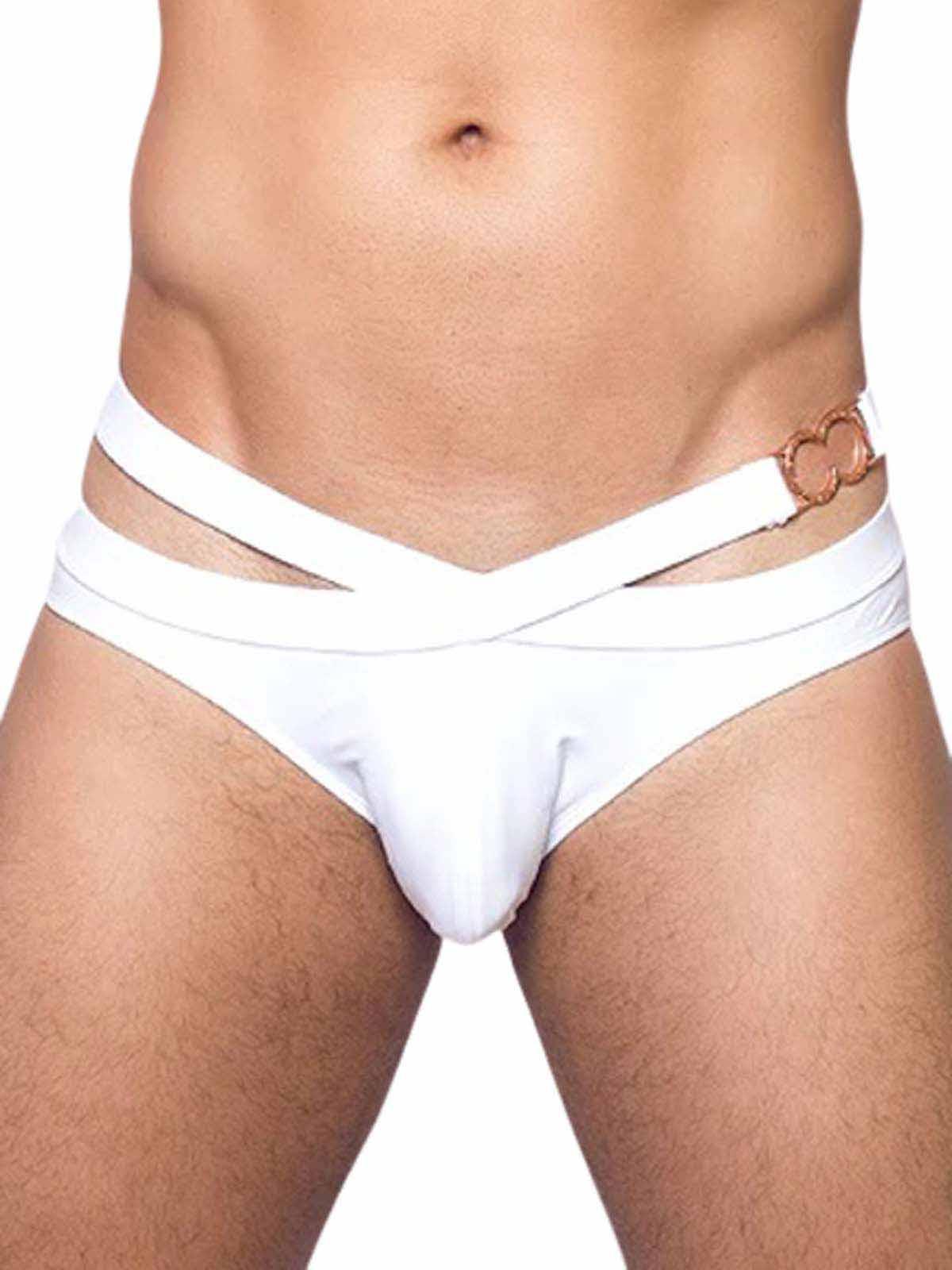 2Eros BLK Double Strap Swim Brief V20 White - Size: L