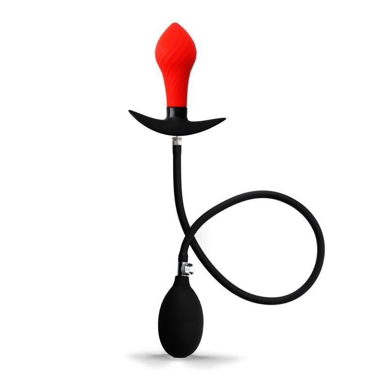 RudeRider Inflatable Butt Plug Black/Red with Steel Ball inside RudeRider Inflatable Butt Plug Black/Red with Steel Ball inside