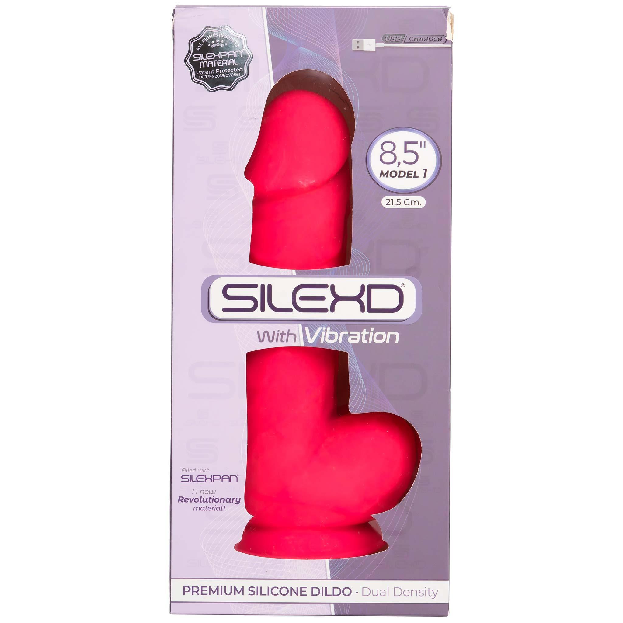 SILEXD Premium Silicone Dildo Model 1 Vibration 21,5 cm, Pink