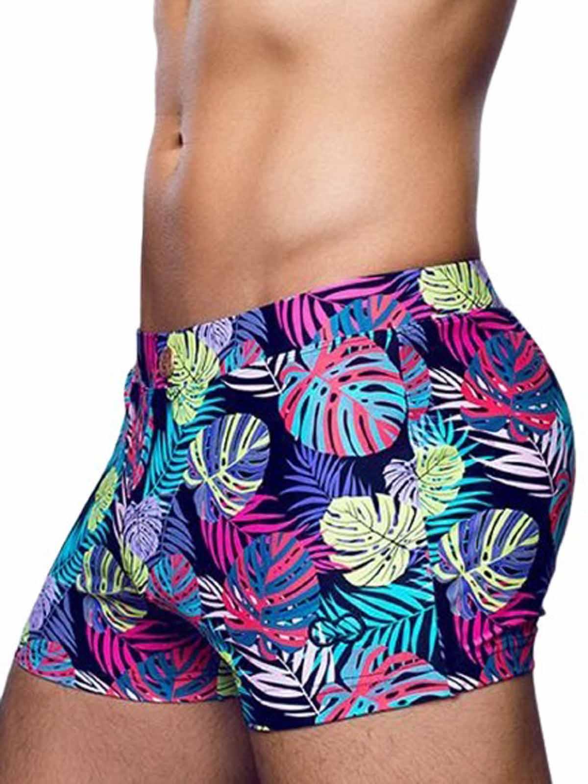 2Eros Print Bondi Bar Beach Swim Trunks V60 Monstera Black (Series 2)
