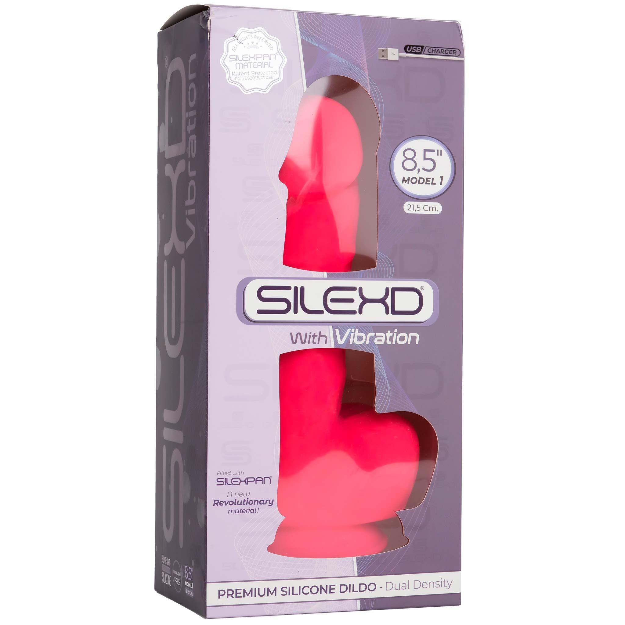 SILEXD Premium Silicone Dildo Model 1 Vibration 21,5 cm, Pink