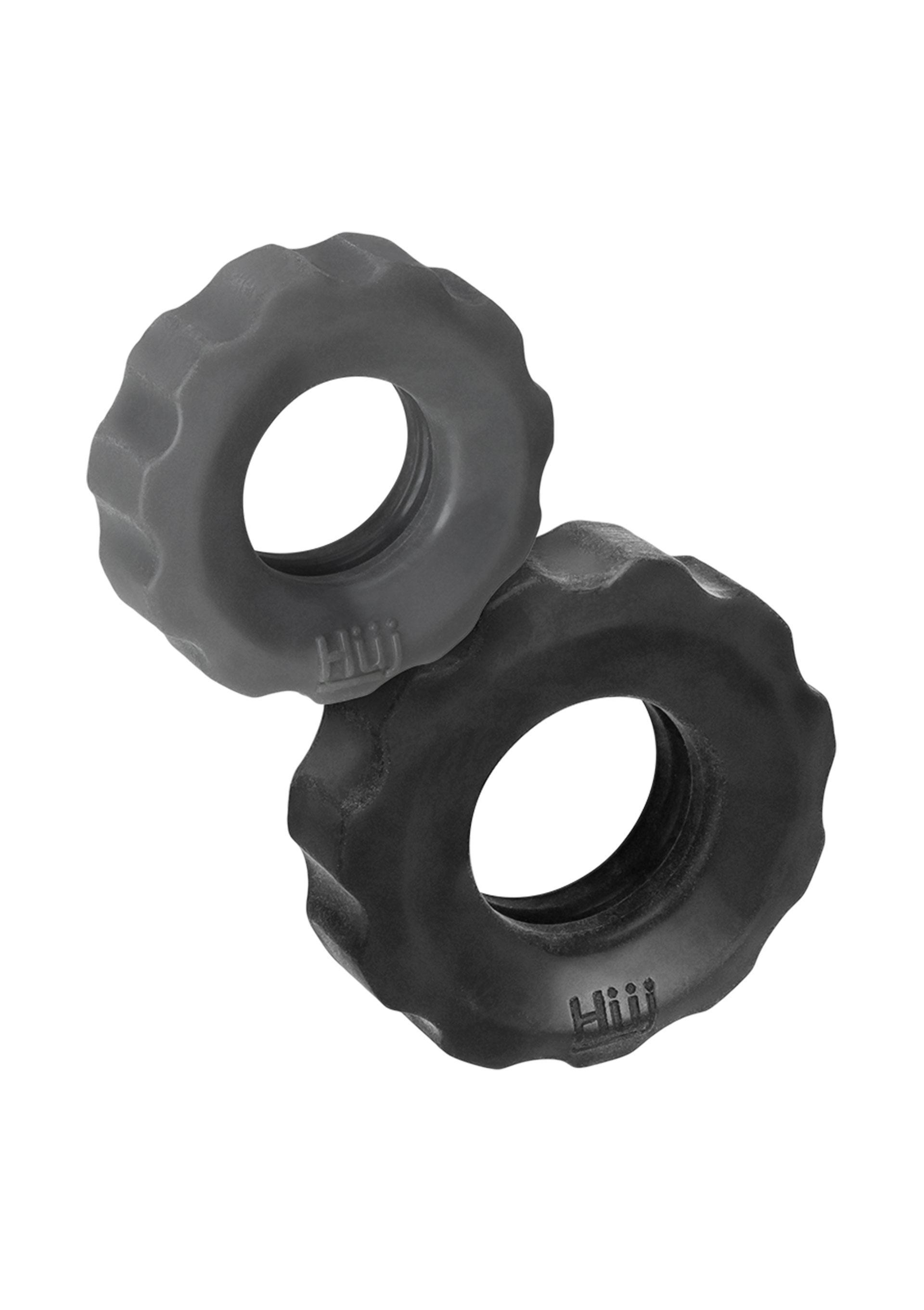 Hnky Junk Cog 2-Size Cockrings, Grey/Black