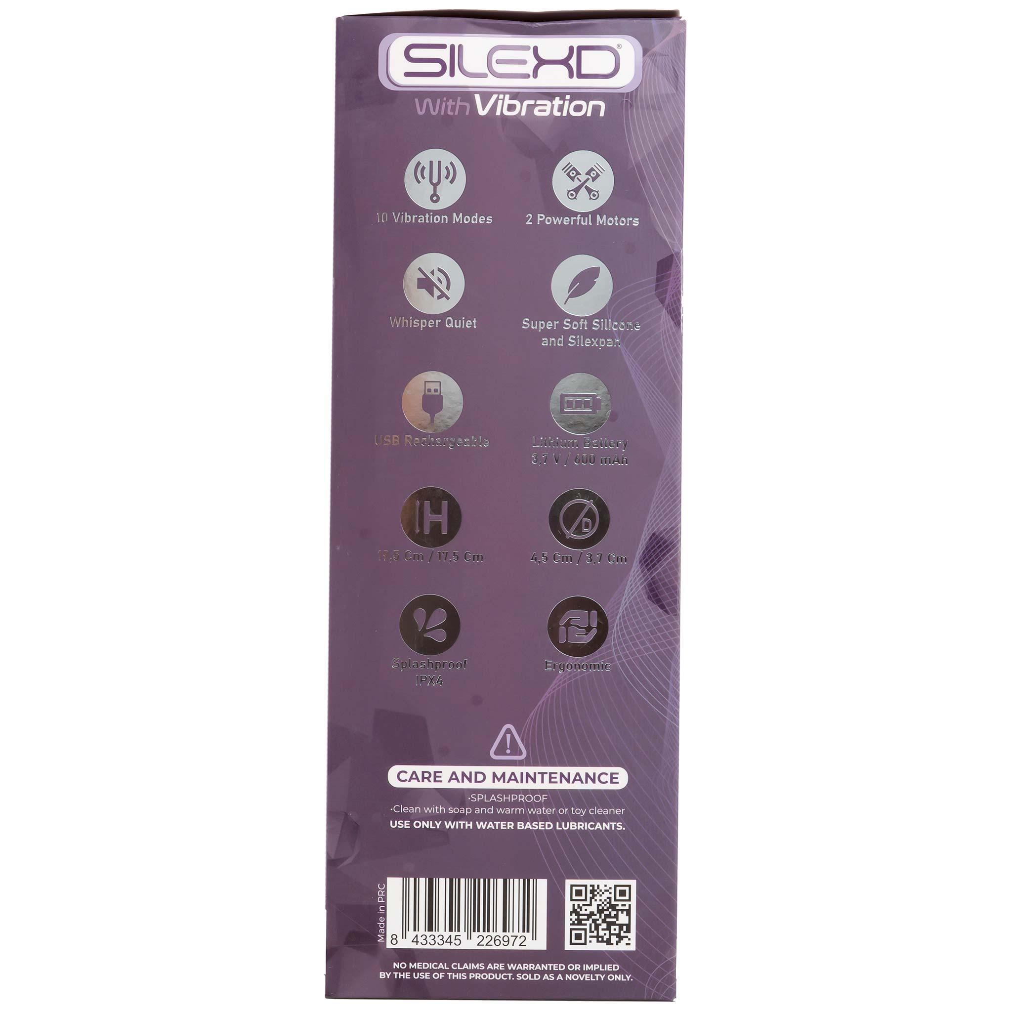 SILEXD Premium Silicone Dildo Model 1 Double Penetration Vibration, 17,5 & 19,5 cm, Flesh