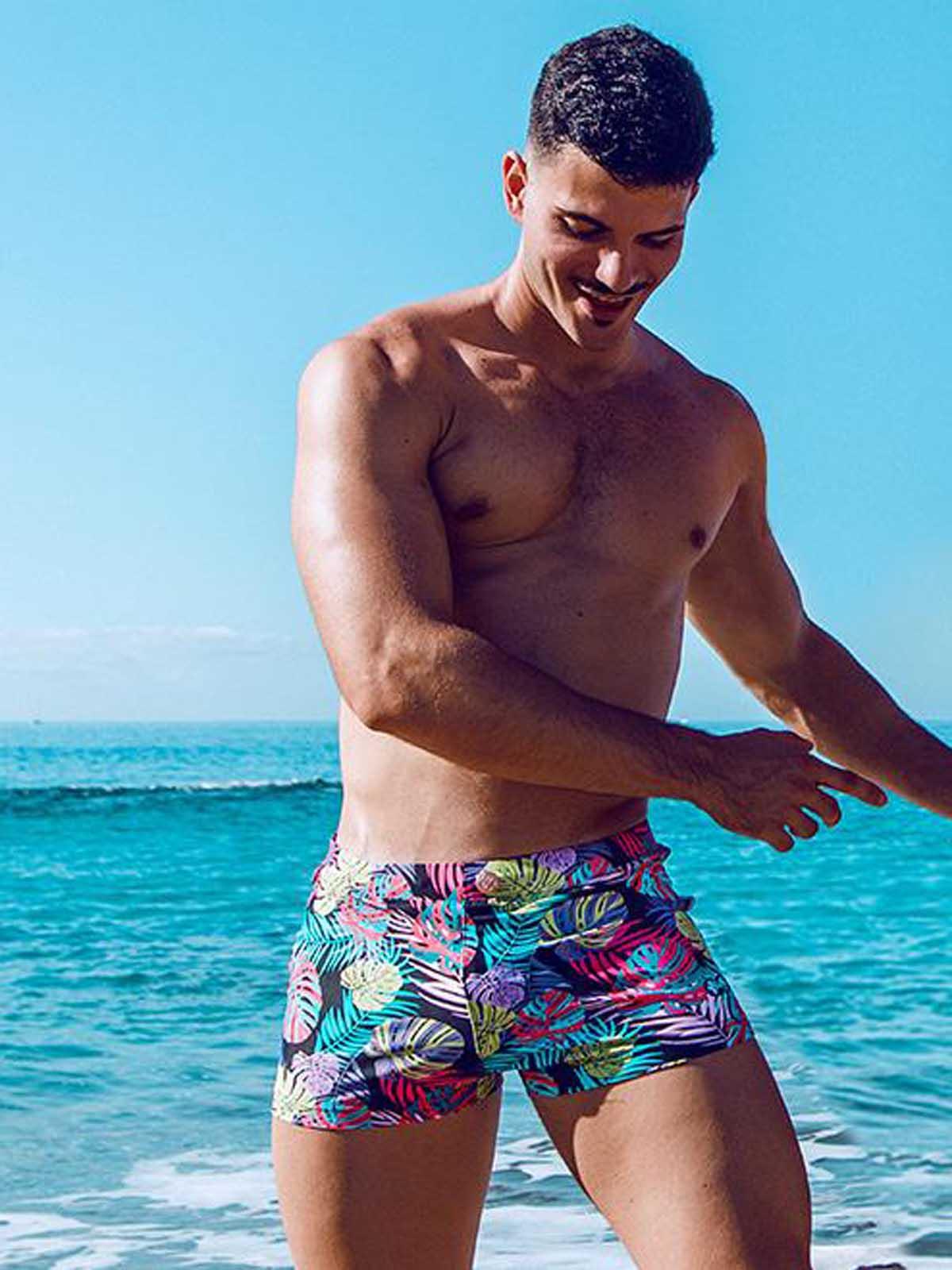 2Eros Print Bondi Bar Beach Swim Trunks V60 Monstera Black (Series 2)